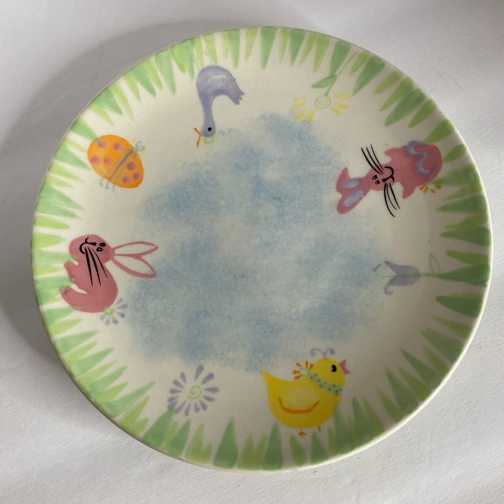 Easter Starbucks Spring 2007 Plate 7" Dessert Salad Saucer Duck Egg Chick Flower